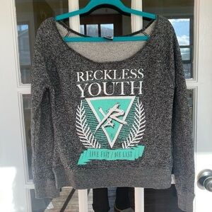 Young & Reckless Crewneck Pullover Top Small Live Fast Die Last